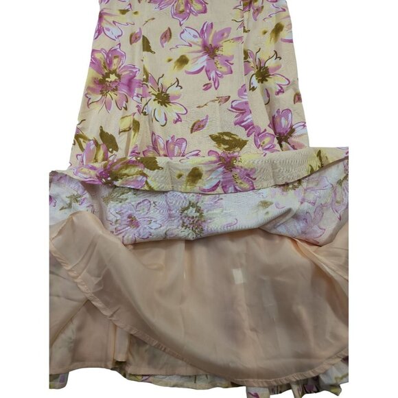 Chadwicks of Boston A-Line Dress Womens 12 Yellow Floral Linen Blend Sleeveless - Picture 4 of 8